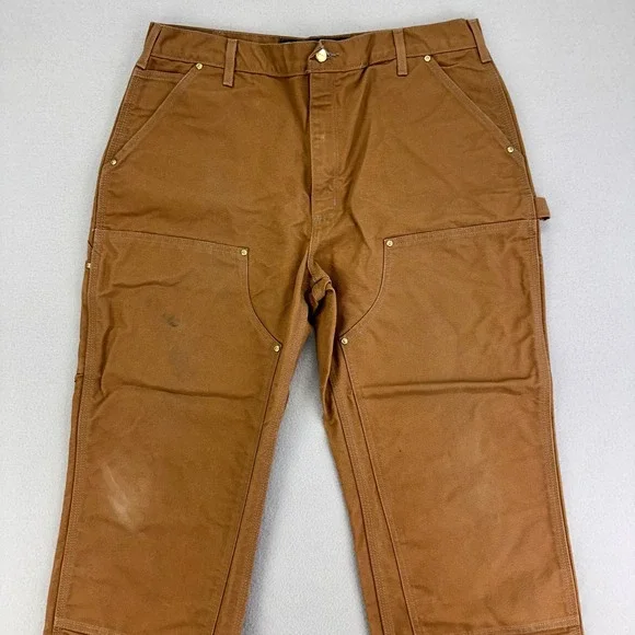 パンツ Carhartt double knee B01-BRN made in USA Carhartt Double Knee Work Pants B01 BRN Mens 38x30 Duck Canvas USA